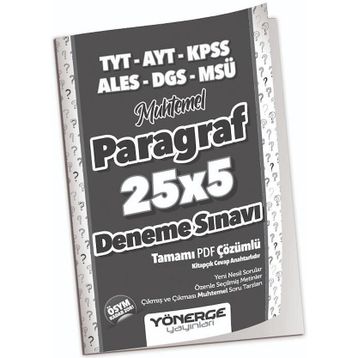 YKS TYT AYT KPSS ALES DGS MSÜ Muhtemel Paragraf 25x5 Deneme Çözümlü Yönerge Yayınları