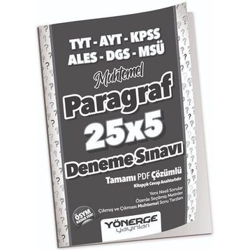 YKS TYT AYT KPSS ALES DGS MSÜ Muhtemel Paragraf 25x5 Deneme Çözümlü Yönerge Yayınları