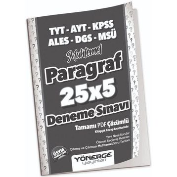 YKS TYT AYT KPSS ALES DGS MSÜ Muhtemel Paragraf 25x5 Deneme Çözümlü Yönerge Yayınları