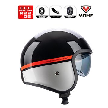Yohe 880 Shiny Black Red Motor Kaskı