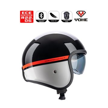 Yohe 880 Shiny Black Red Motor Kaskı