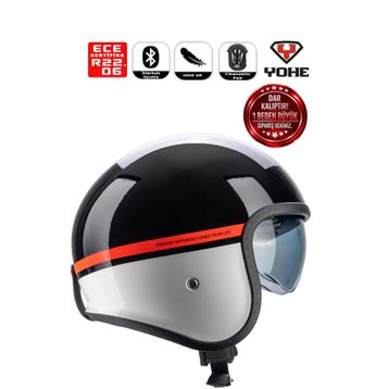 Yohe 880 Shiny Black Red Motor Kaskı