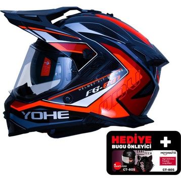 Yohe FG601 Full Face Neon Turuncu Parlak Çift Vizör Motorsiklet Kaskı