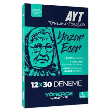 Yönerge Yayınları Ayt Türk Dili ve Edebiyatı Yazar Eser 12x30 Deneme