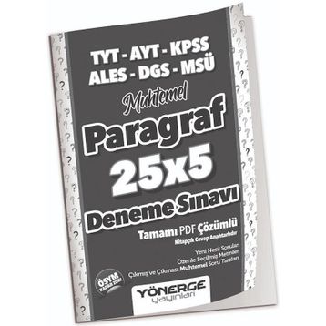 Yönerge Yayınları YKS TYT AYT KPSS ALES DGS MSÜ Muhtemel Paragraf 25 x 5 Deneme