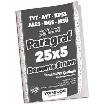 Yönerge Yayınları YKS TYT AYT KPSS ALES DGS MSÜ Muhtemel Paragraf 25 x 5 Deneme