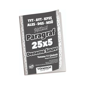 Yönerge Yayınları YKS TYT AYT KPSS ALES DGS MSÜ Muhtemel Paragraf 25 x 5 Deneme