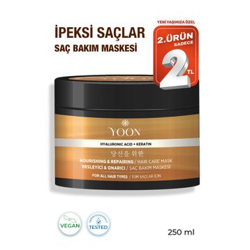 Yoon 360 Derece Yoğun Onarıcı Keratin ve Hyalüronik Asit İçeren Besleyici 250 ml Saç Bakım Maskesi