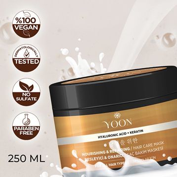 Yoon 360 Derece Yoğun Onarıcı Keratin ve Hyalüronik Asit İçeren Besleyici 250 ml Saç Bakım Maskesi