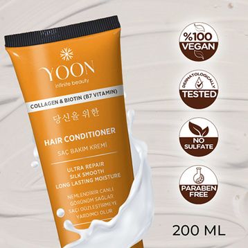 Yoon Biotin B7 Kolajen İçeren Nemlendiren Besleyici ve Onarıcı Vegan 200 ML Saç Bakım Kremi
