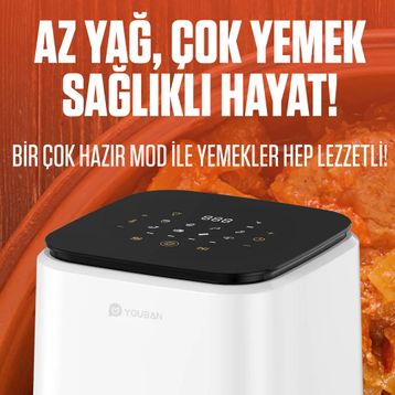 Youban Xiaomi Airfryer 3.5 lt Camlı Beyaz Fritöz