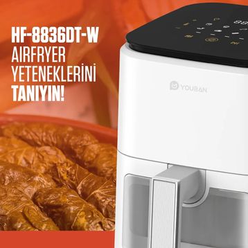 Youban Xiaomi Airfryer 3.5 lt Camlı Beyaz Fritöz