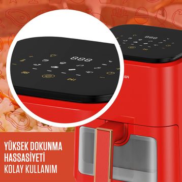Youban Xiaomi Airfryer 3.5 lt Camlı Kırmızı Fritöz