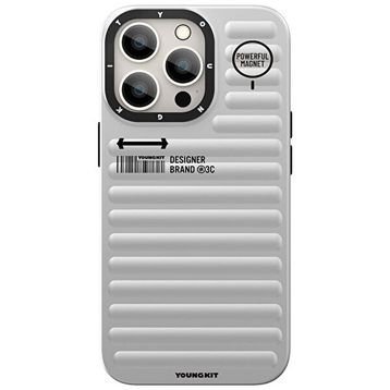 YoungKit SS004 iPhone 13 Pro Sert Silikon Gümüş Kılıf
