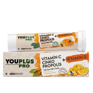 YouPlus Pro Vitamin C Çinko Propolis 15 Efervesan Tablet