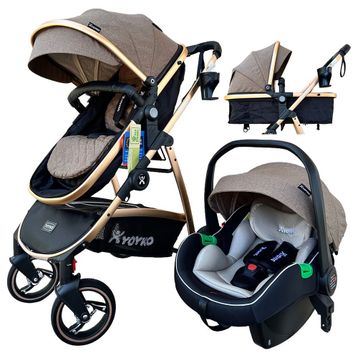Yoyko City Seyahat Sistem 3 İn 1 Coffee Rose Bebek Arabası