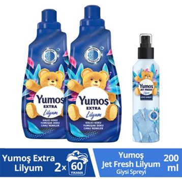 Yumoş 1440 ml Konsantre Lilyum Çamaşır Yumuşatıcı + 200 ml Lilyum Jet Fresh Giysi Spreyi