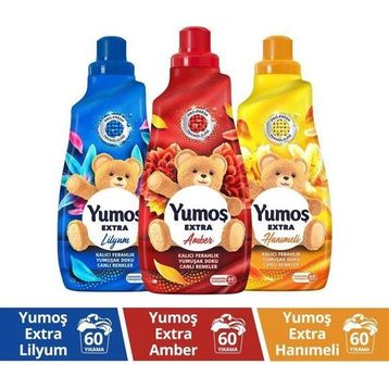 Yumoş 3x1440 ml Extra Amber + Hanımeli + Lilyum Konsantre Canlı Renkler Çamaşır Yumuşatıcısı