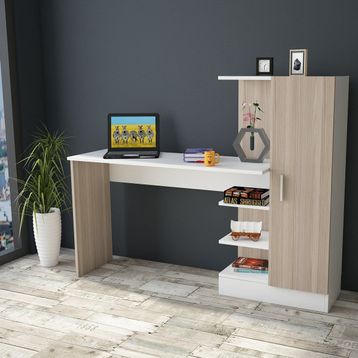 Yuru Design Laura Meşe Kitaplık Çalışma Masası