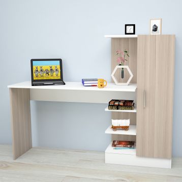 Yuru Design Laura Meşe Kitaplık Çalışma Masası