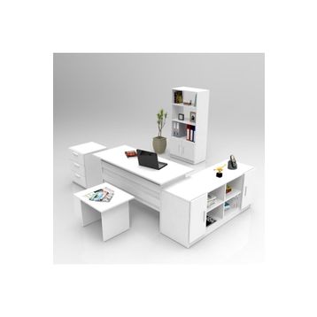 Yuru Design Vario ABCDF Meşe Beyaz Ofis Büro Masa Takımı
