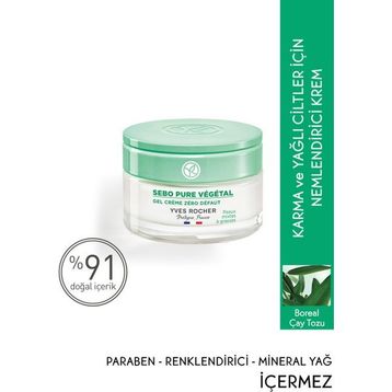 Yves Rocher Karma ve Yağlı Ciltler İçin Çinko Salisilik Asit 50 ml Sebo Pure Vegetal Jel Krem