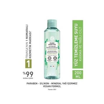 Yves Rocher Pure Menthe Yağ Dengeleyici Arındırıcı 200 ml Yüz ve Makyaj Temizleme Suyu