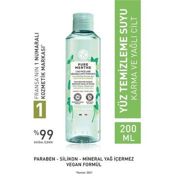 Yves Rocher Pure Menthe Yağ Dengeleyici Arındırıcı 200 ml Yüz ve Makyaj Temizleme Suyu