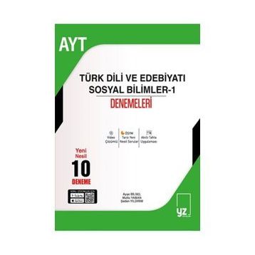 YZ Yayınları AYT Türk Dili ve Edebiyatı Sosyal Bilimler-1 10 Deneme Sınavı
