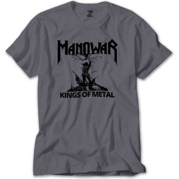 Z Zepplin RT5961 Manowar Kings Of Metal Black Gri Erkek T-shirt