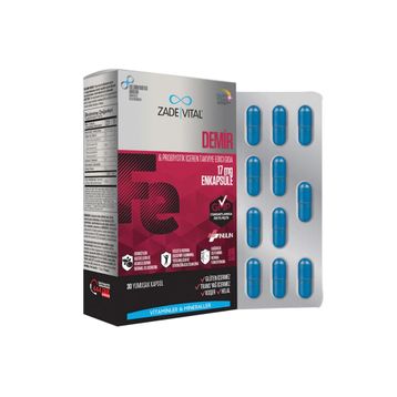 Zade Vital Demir Prebiyotik 17 mg 30 Kapsül