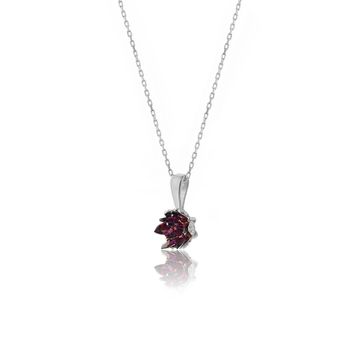 Zanaatsilver 925 Ayar Ametist Taşlı Lotus Çiçeği Gümüş Kolye