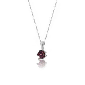 Zanaatsilver 925 Ayar Ametist Taşlı Lotus Çiçeği Gümüş Kolye