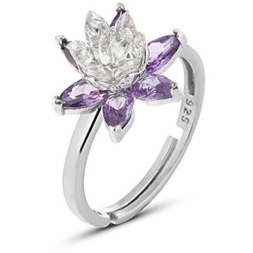 Zanaatsilver 925 Ayar Ametist Taşlı Lotus Çiçeği Gümüş Kolye