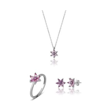 Zanaatsilver 925 Ayar Gümüş Rodyum Kaplama Ametist Taşlı Nilüfer Çiçeği Küpe