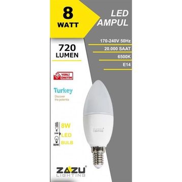 Zazu LAB081465 8W E14 6500K Led Buji Ampül