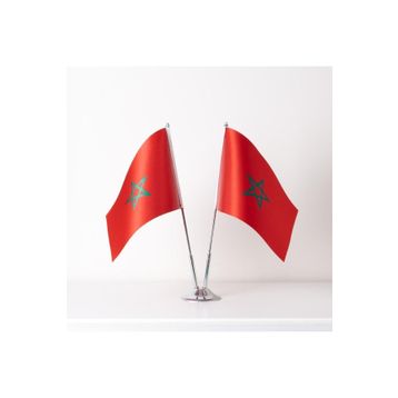 ZC Bayrak 15x22,5 cm Saten Kumaş Dijital Baskı 2 Adet Fas Masa Bayrağı
