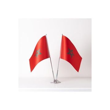 ZC Bayrak 15x22,5 cm Saten Kumaş Dijital Baskı 2 Adet Fas Masa Bayrağı