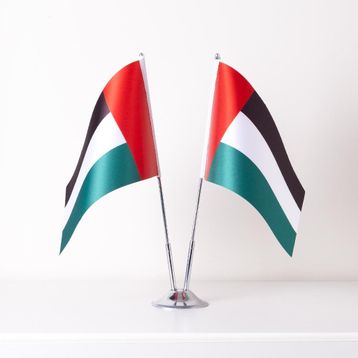 ZC Bayrak 15x22,5 cm Saten Kumaş Dijital Baskı Birleşik Arap Emirlikleri 2'li Masa Bayrak