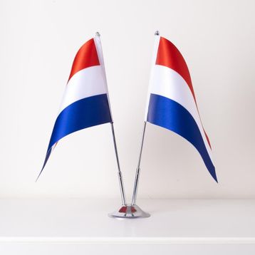 ZC Bayrak 15x22,5 cm Saten Kumaş Dijital Baskı Hollanda 2'li Masa Bayrağı
