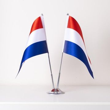 ZC Bayrak 15x22,5 cm Saten Kumaş Dijital Baskı Hollanda 2'li Masa Bayrağı