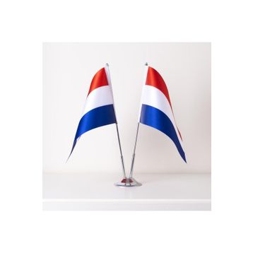 ZC Bayrak 15x22,5 cm Saten Kumaş Dijital Baskı Hollanda 2'li Masa Bayrağı