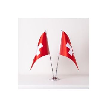 ZC Bayrak 15x22,5 cm Saten Kumaş Dijital Baskı İsviçre 2'li Masa Bayrağı