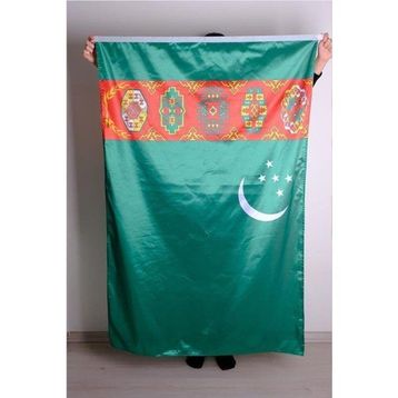 ZC Bayrak 70x105 cm Raşel Kumaş Dijital Baskı Türkmenistan Milli Gönder Bayrağı