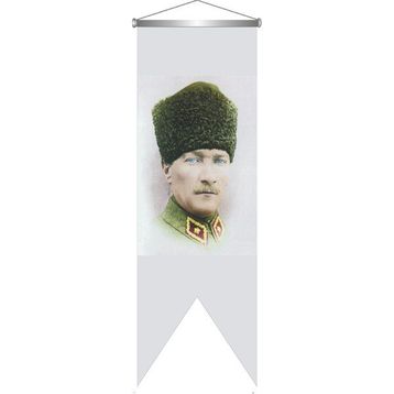 ZC Bayrak Saten Kırlangıç Flama Atatürk Askeri Üniformalı Türk Bayrağı