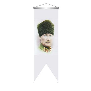 ZC Bayrak Saten Kırlangıç Flama Atatürk Askeri Üniformalı Türk Bayrağı