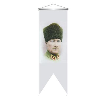 ZC Bayrak Saten Kırlangıç Flama Atatürk Askeri Üniformalı Türk Bayrağı