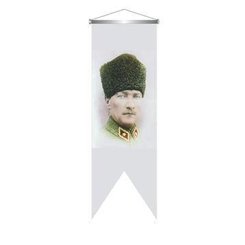 ZC Bayrak Saten Kırlangıç Flama Atatürk Askeri Üniformalı Türk Bayrağı