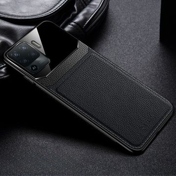Zebana Oppo Reno 5 Lite Siyah Lens Deri Cep Telefonu Kılıfı