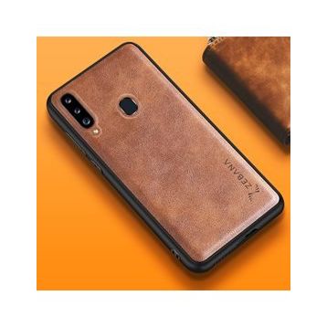 Zebana Samsung Galaxy A20S Gri Lüx Deri Kılıf